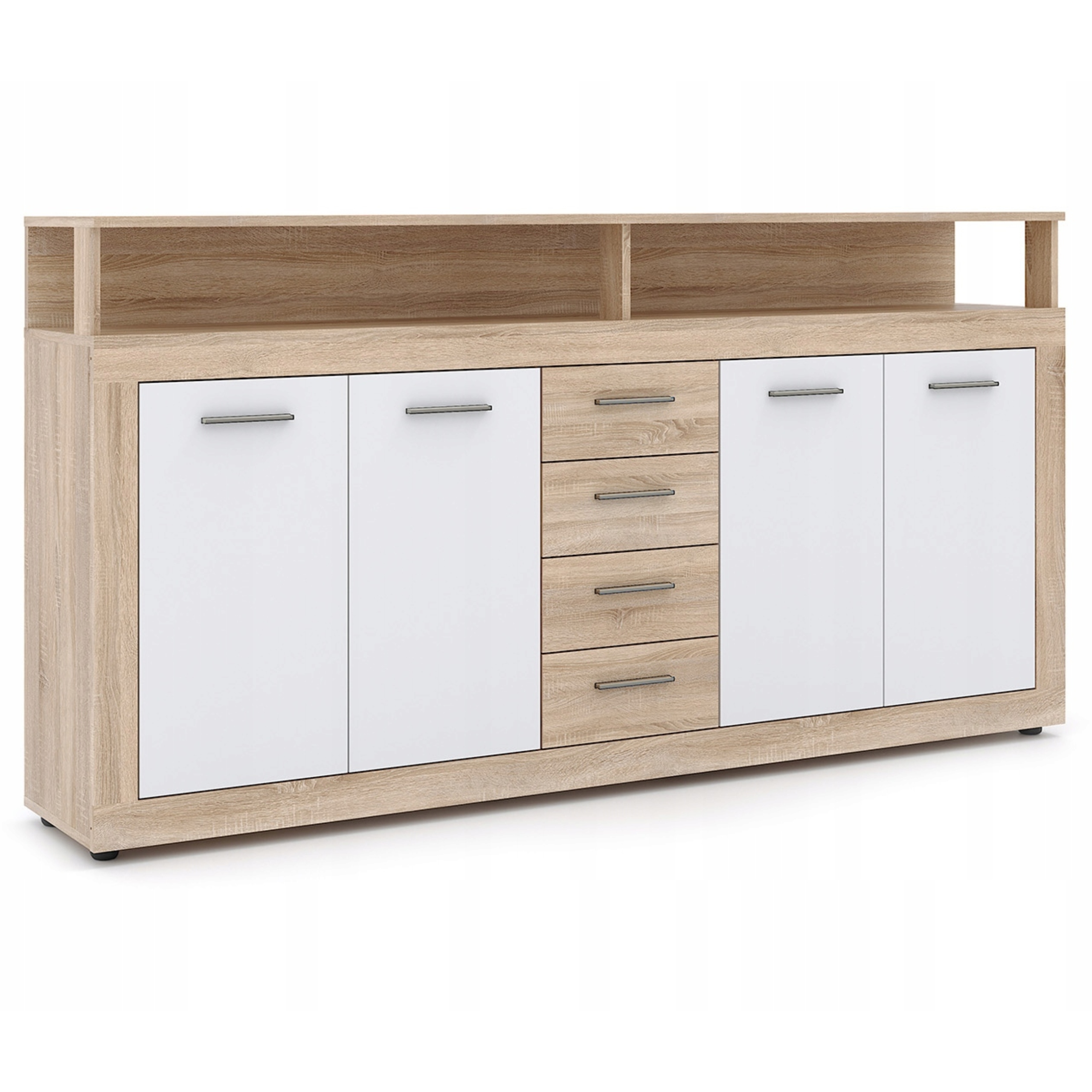 Komoda s velkými zásuvkami do obývacího pokoje Blago Dub Sonoma Bílá