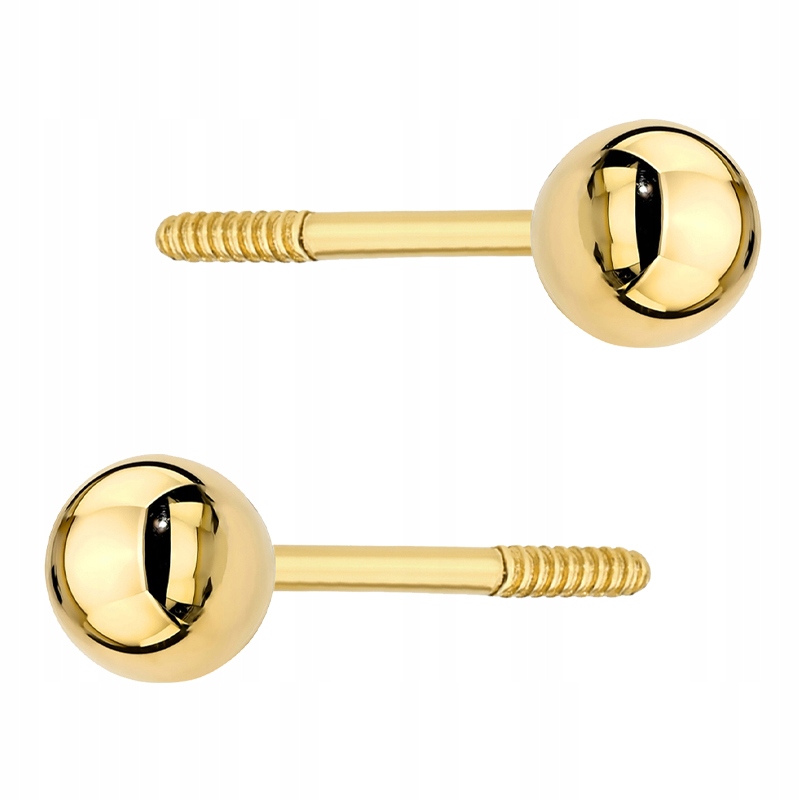 Złote Kolczyki Damskie pr. 333 Kulki Kuleczki 3mm Zakręcany Sztyft 8k