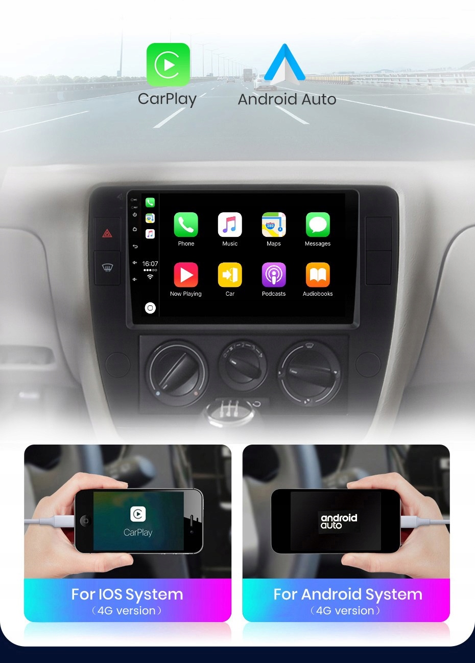 Radio ANDROID VW PASSAT B5 1/16Gb GPS WiFi Radio informacja RDS pasmo AM pasmo FM