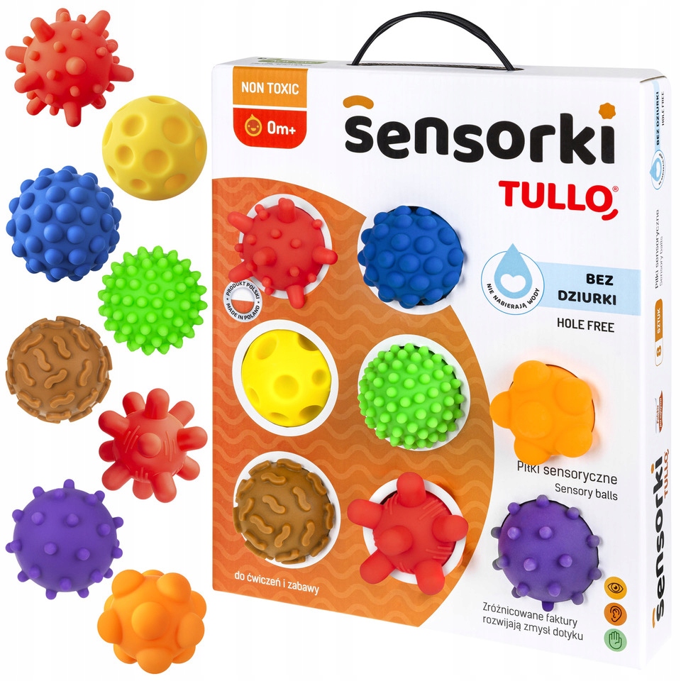 

Tullo Piłki Sensoryczne Sensorki Zestaw 8szt 0M+