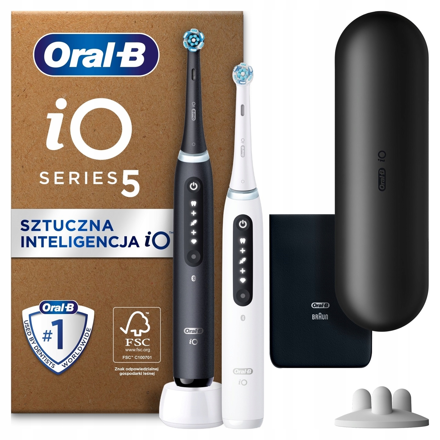 Zestaw 2-szczoteczek Oral-B iO5 Duo Black/White 4 końcówki etui