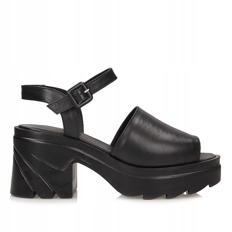 Stylové černé dámské sandály na podpatku T.Sokolski Mir L25-736 Blk