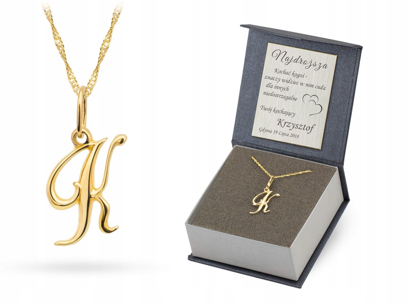 Zlatý Řetízek 585 Přívěsek Písmenko K s gravírováním