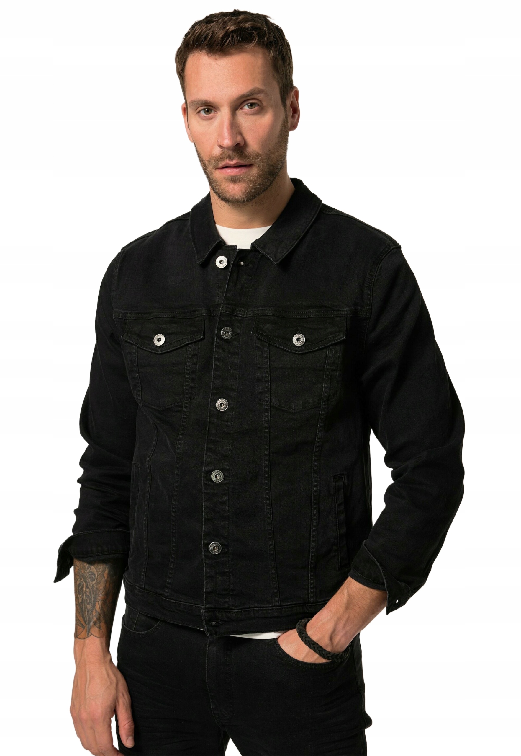 Jp 1880 Černá Džínová Bunda S Dlouhým Rukávem A Knoflíky 4XL 6EA