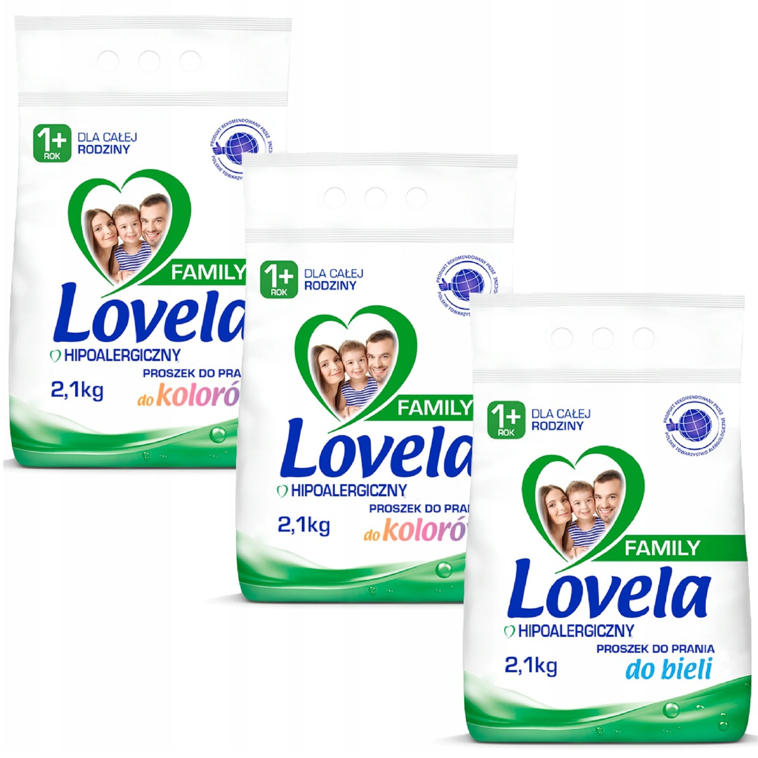 Levně Lovela Family Sada Hypoalergenní Prášek na praní bílé barvy 3x2.1kg