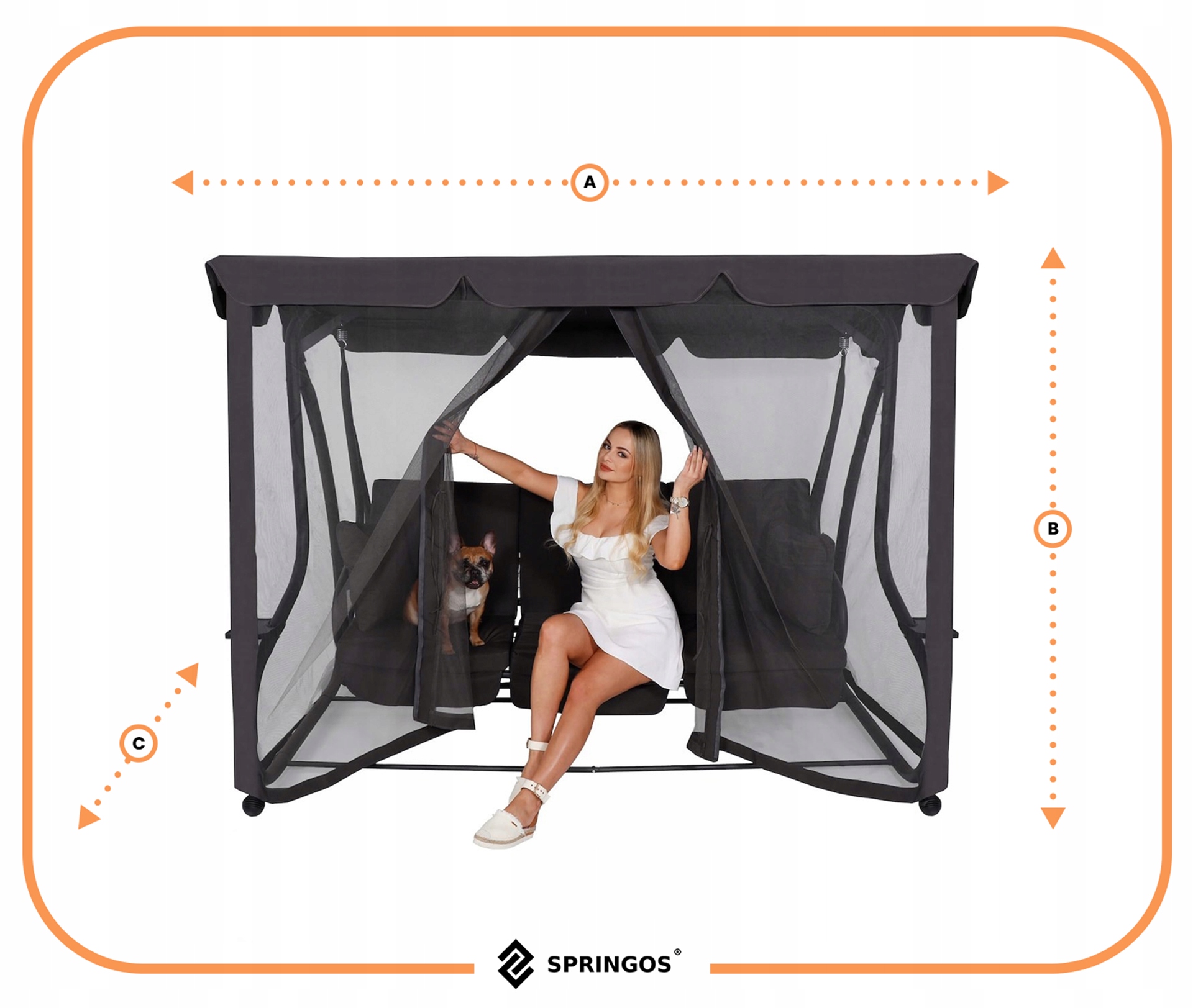 OGRODOWA HUŚTAWKA BUJANA ŁAWKA 3 OSOBOWA ROZKŁADANA 2w1 + DASZEK MOSKITIERA Kolor szary