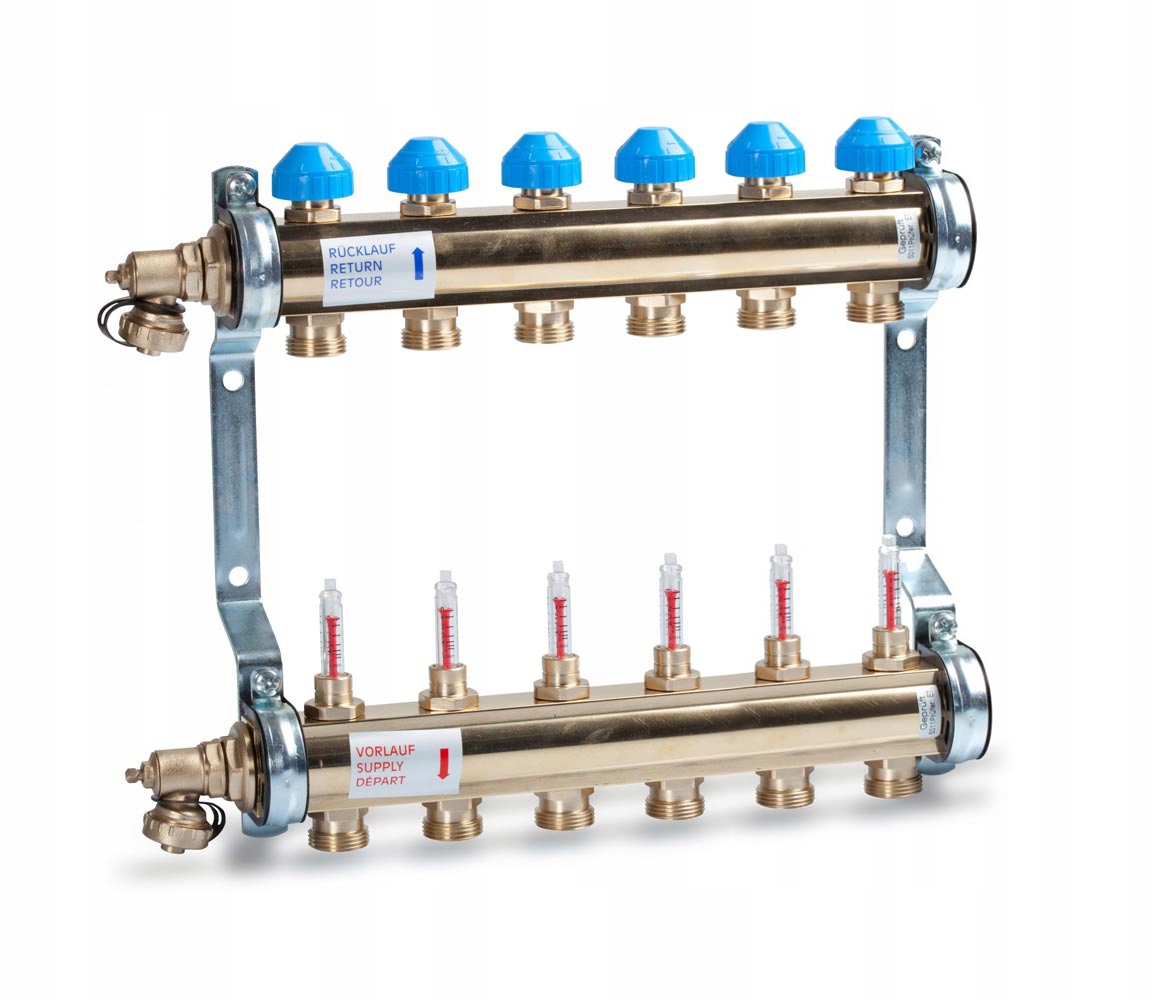Rozdeľovač podlahového vykurovania 6 obvodov Watts 1“