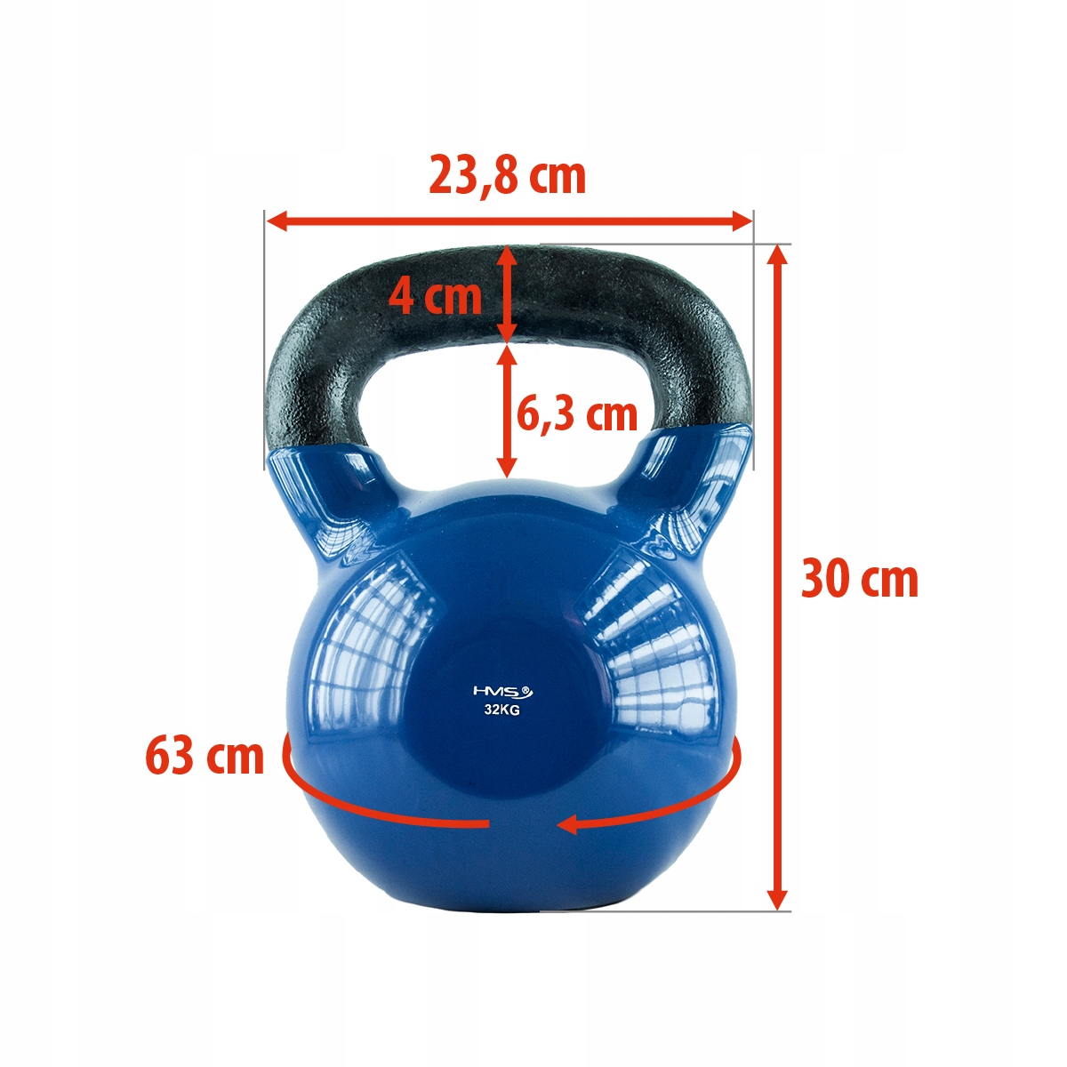 KETTLEBELL ŻELIWNY POKRYTY WINYLEM HMS KNV 32KG SPORT SIŁOWIA FITNESS Kod producenta 17-64-048