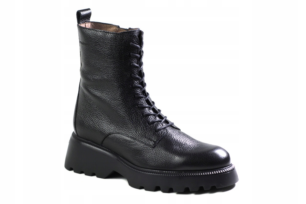 Botki Wonders C-7205 Black Płaskie Sznukowane Zamek