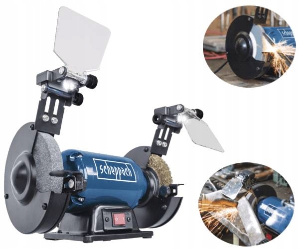 Szlifierka Stołowa Scheppach SM150LB Tarcza Szczotka Druciana Led