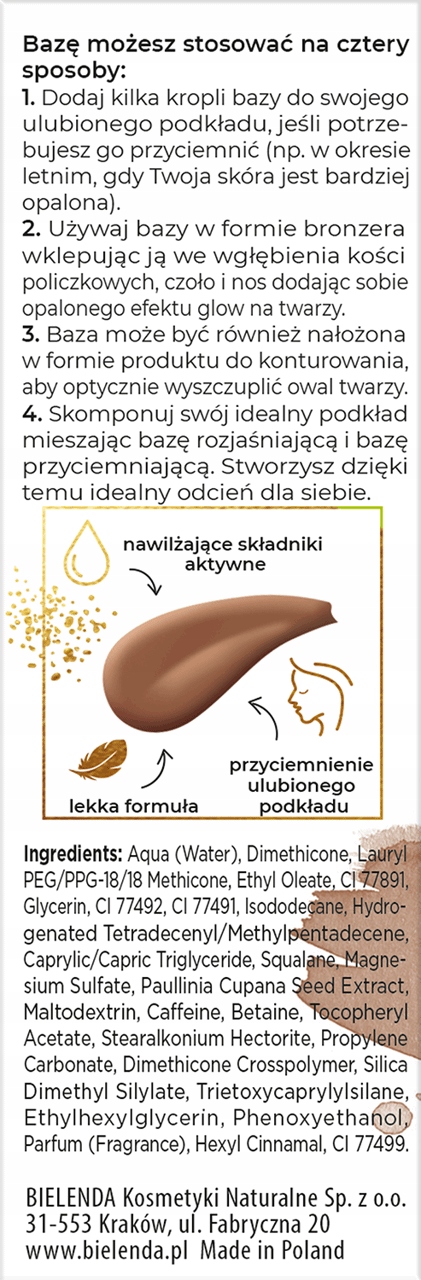 BIELENDA BAZA POD MAKIJAŻ PRZYCIEMNIAJĄCA Kod producenta BOOST ME UP BOOSTER BRONZER KONTUR