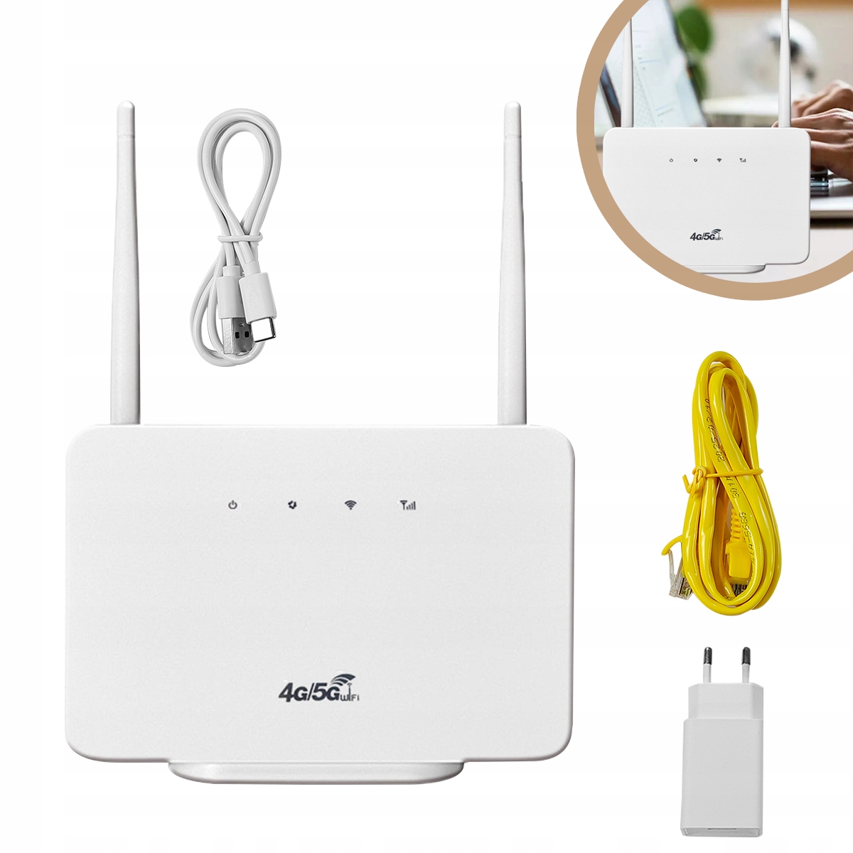 Router 4G CP106-E(biały):modem Lte, 300 Mbit/s, antena zewnętrzna, slot Sim