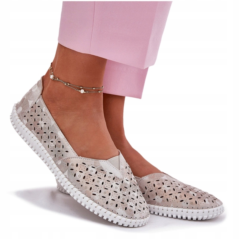 Dámské Polobotky Z Přírodní Semišové Kůže Lehké Pohodlné Šedo-zlaté 38