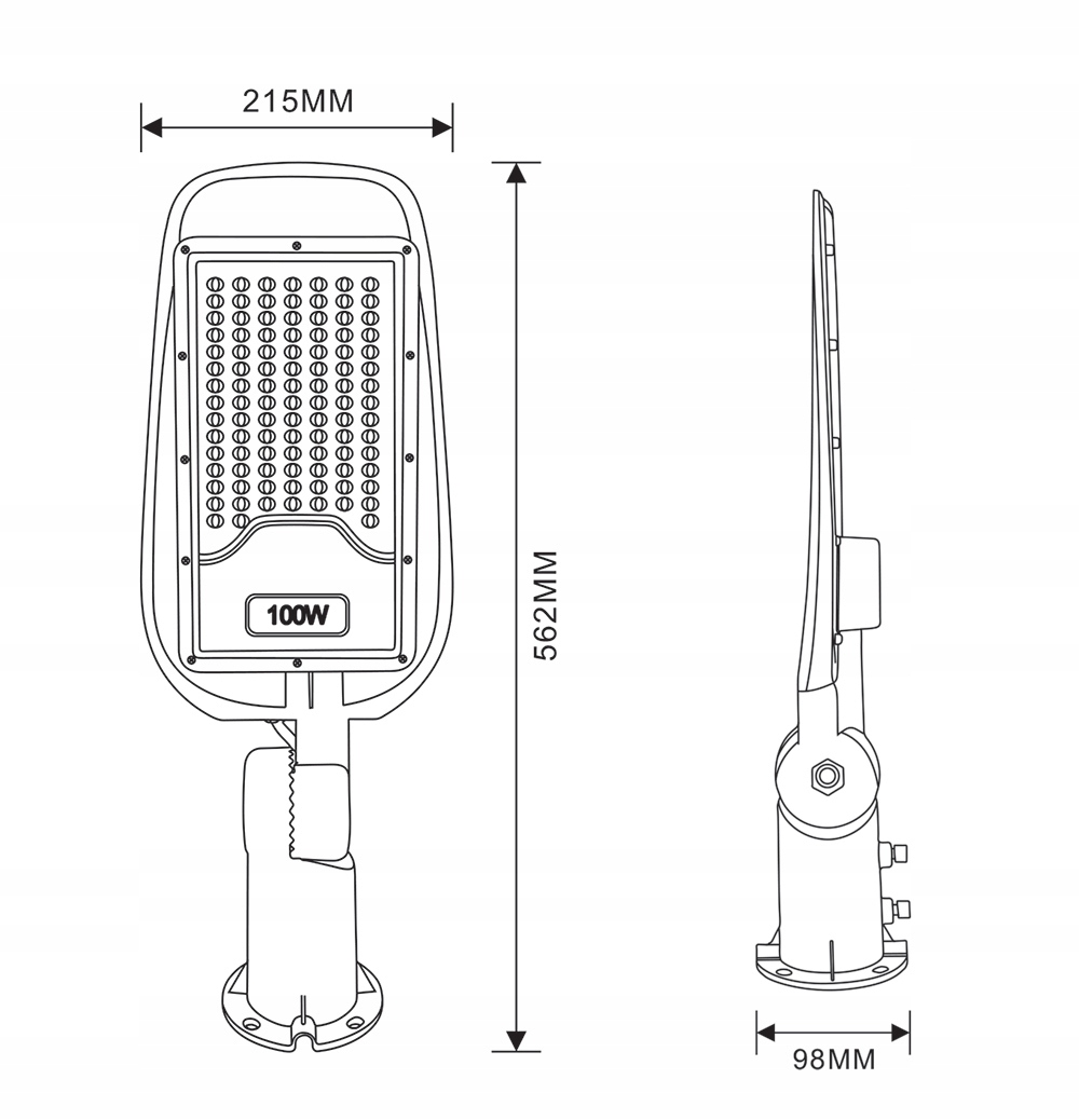 Lampa uliczna LED 100W 16000lm latarnia regulowana IP65 MOCNA PREMIUM Strumień świetlny 16000 lm