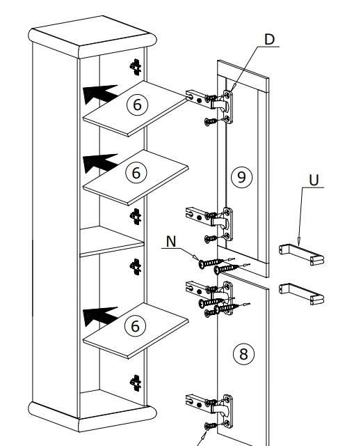 K4 KORA WITRYNA biblioteczka regał glamour Głębokość mebla 45 cm