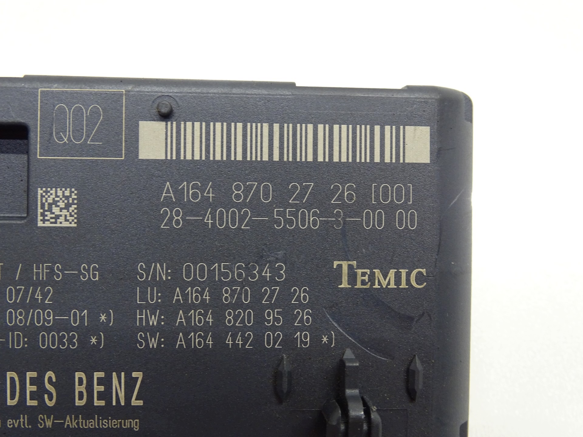 MERCEDES module computer control unit bonnet boot A1648702726