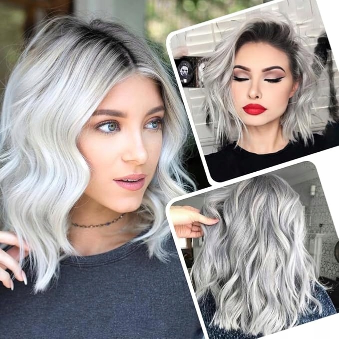 Paruka Stříbrno-černá Dámská Délka 40 CM Pro Každodenní Nošení