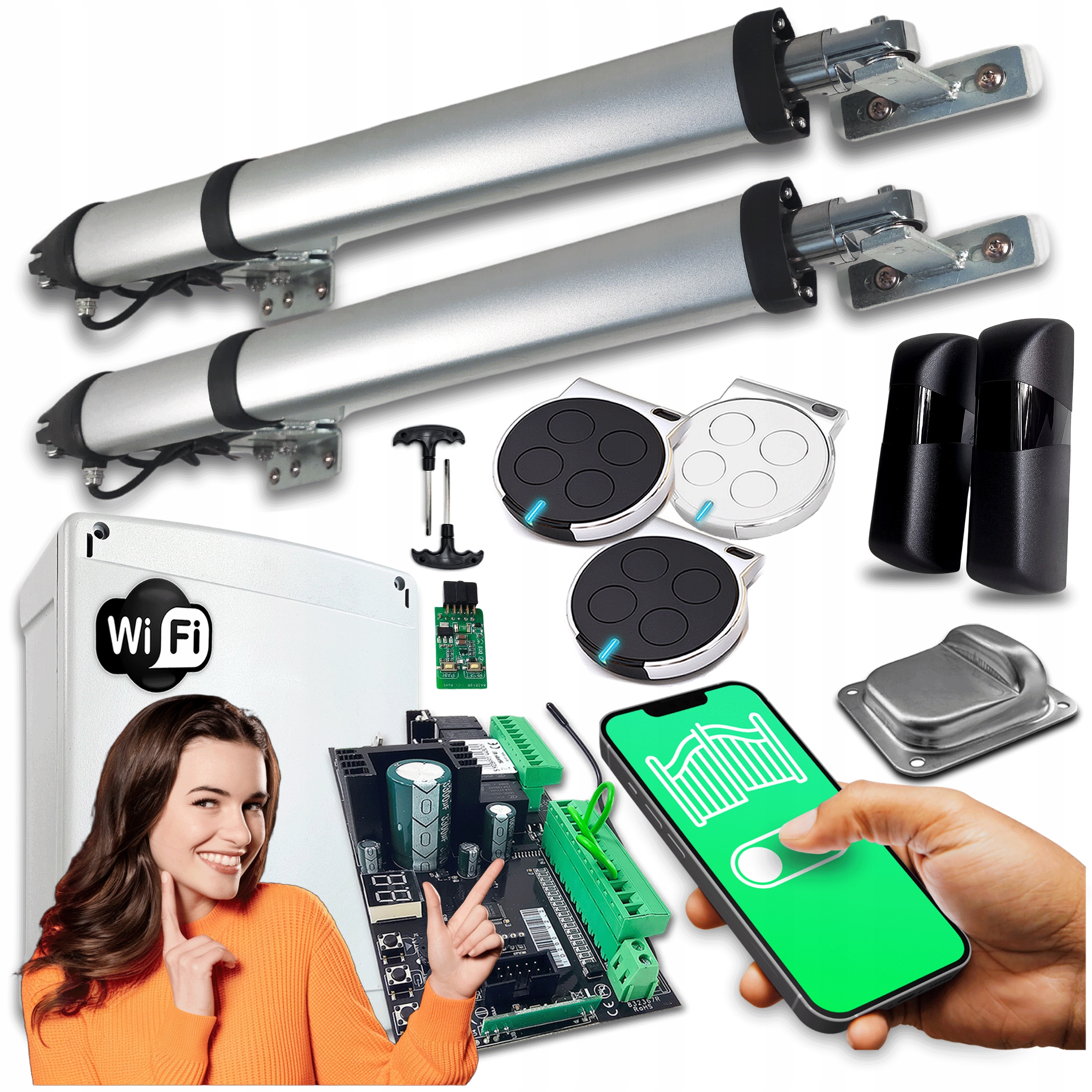 Set pohon pro bránu pohon křídlových bran Wifi 300 automat 3 x Pilot