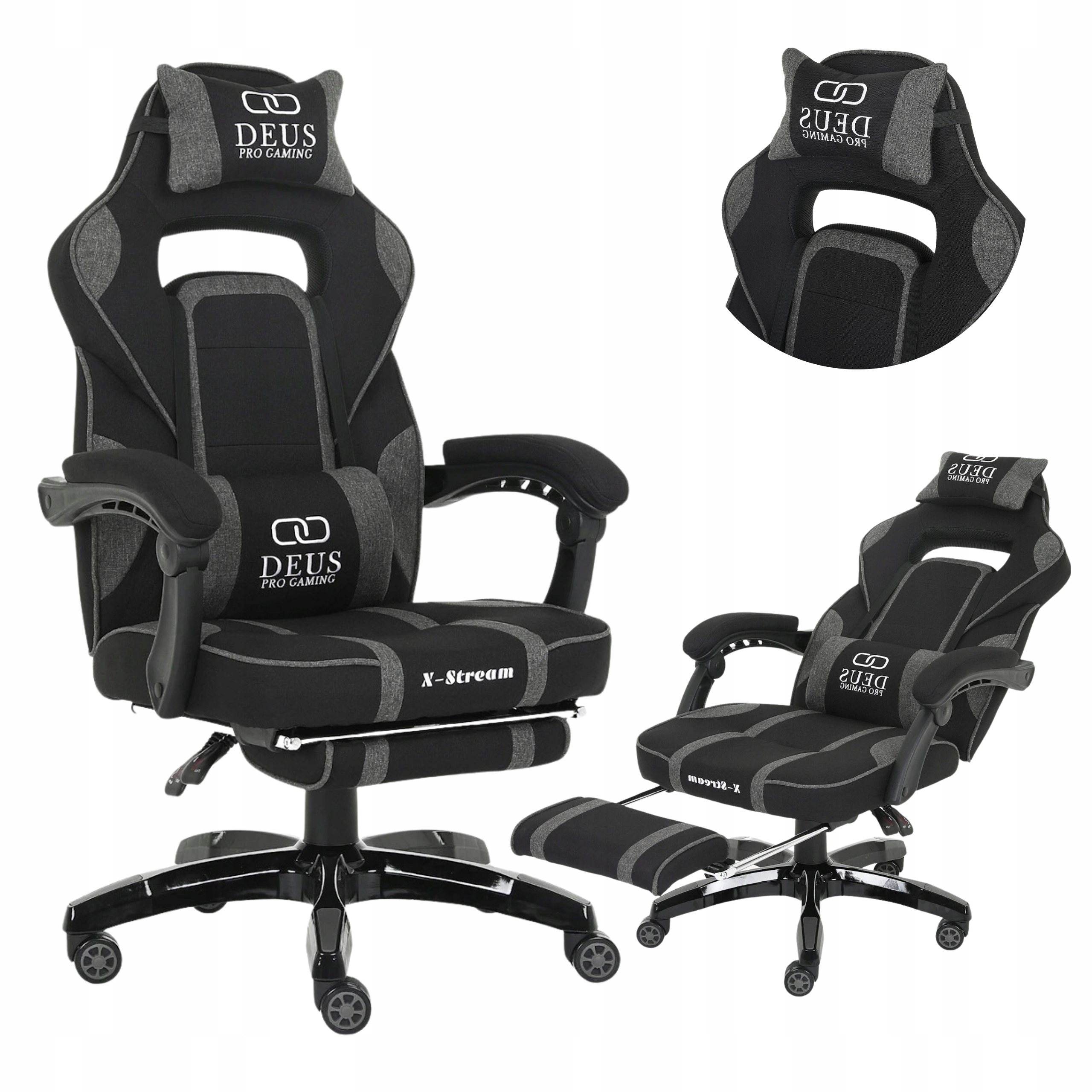 Herní křeslo Látkové otočné kancelářské Křeslo Pro Hráče s podnožkou