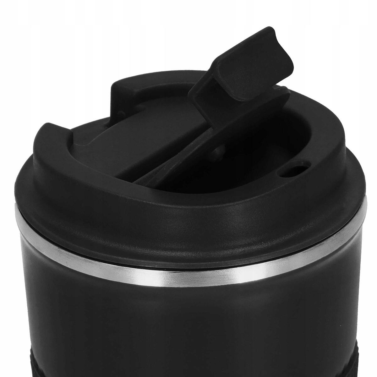 TERMOS KUBEK PRÓŻNIOWY TURYSTYCZNY termiczny stalowy NA HERBATĘ KAWĘ 0,5L Kolor dominujący czarny