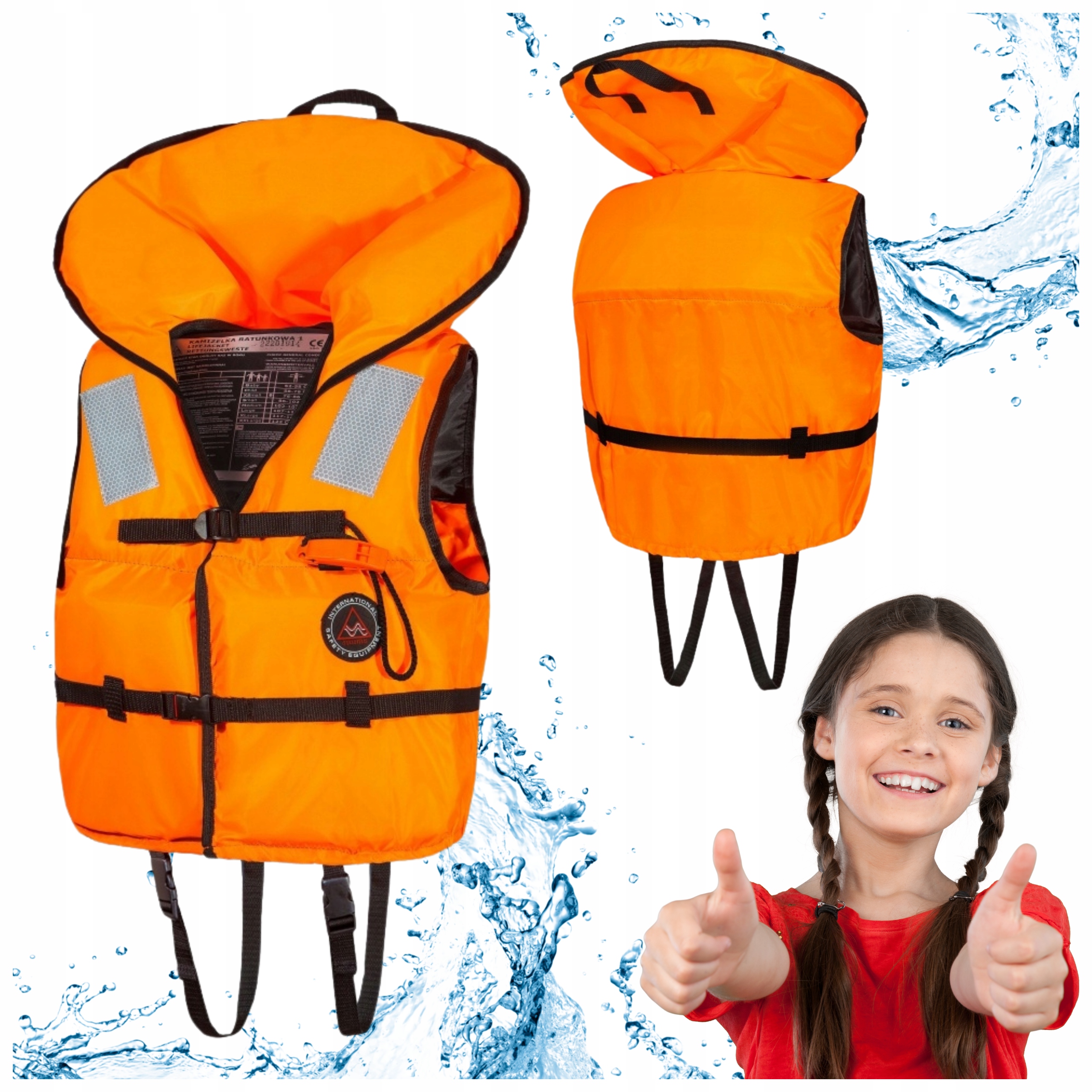 Kamizelka ratunkowa kapok Aquarius pomarańczowa kajak łódź 60N r.S 40-50kg