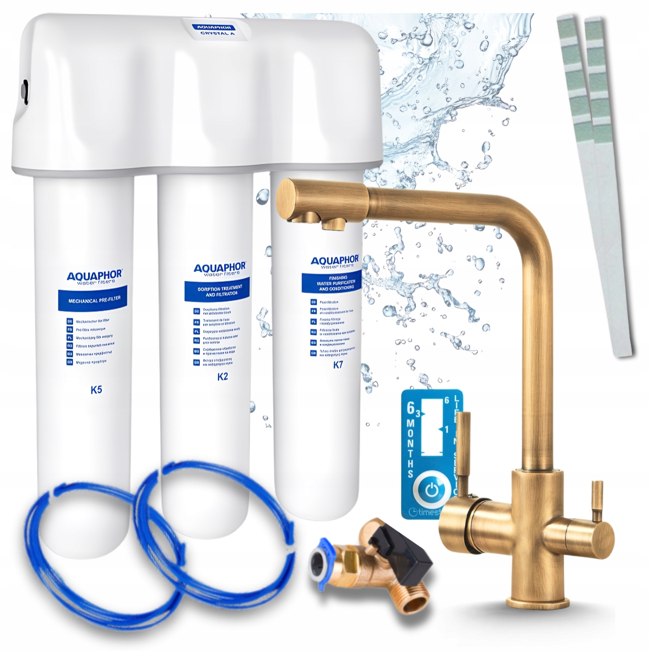 Kohútik Na Vodný Filter Trojcestný Mosadz A Filter Pod Umývadlo Aquaphor Krištáľ A