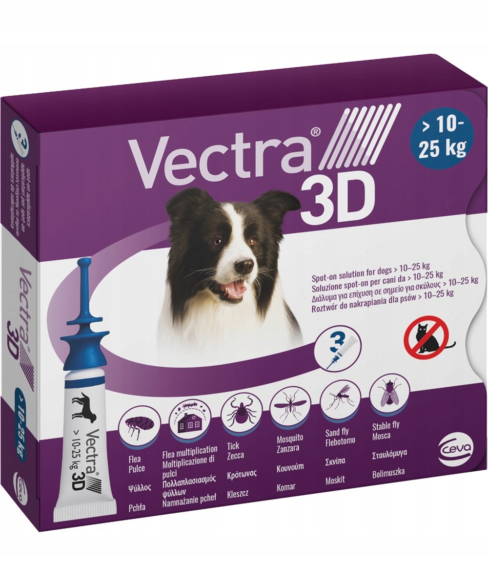 Vectra 3D 10-25KG 3X3,6ML na pchły,kleszcze pies