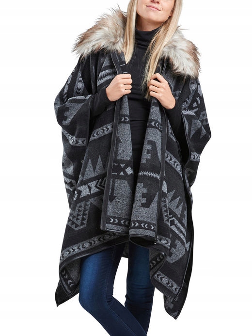 ONLY - ponczo z doczepianym futrem - M/L