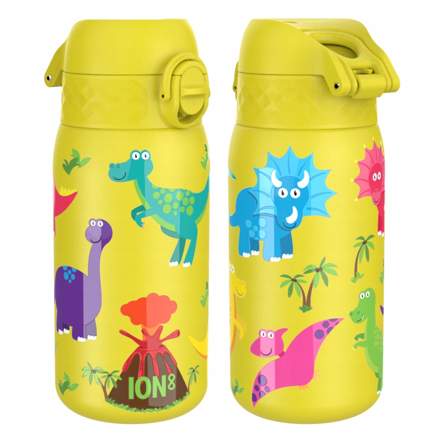 ION8 Żółta butelka termiczna na wodę dla dzieci w dinozaury 320 ml