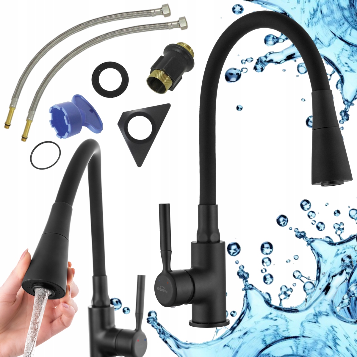 Kuchyňská baterie pro dřezovou kuchyň Invena Pogo Plus Černá
