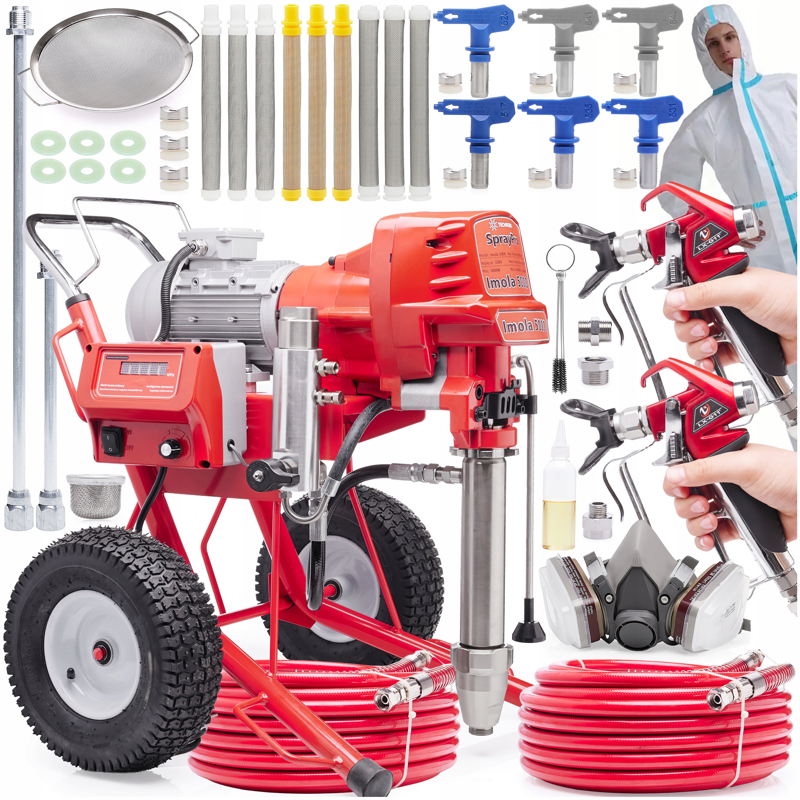 Agregat Malarsko-szpachlarski 7,2L/min 5kW 40m Wąż 4x dysze Zestaw XXL 2W1