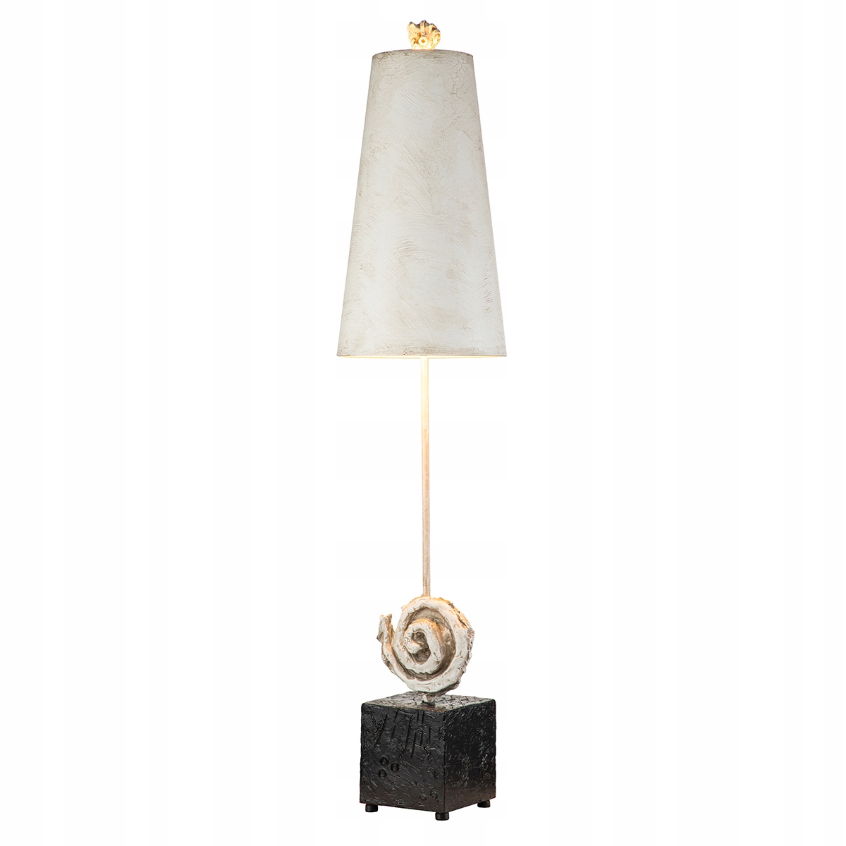 Stolová lampa Art Deco zo živice biela so špirálou 99 cm do spálne Flambeau