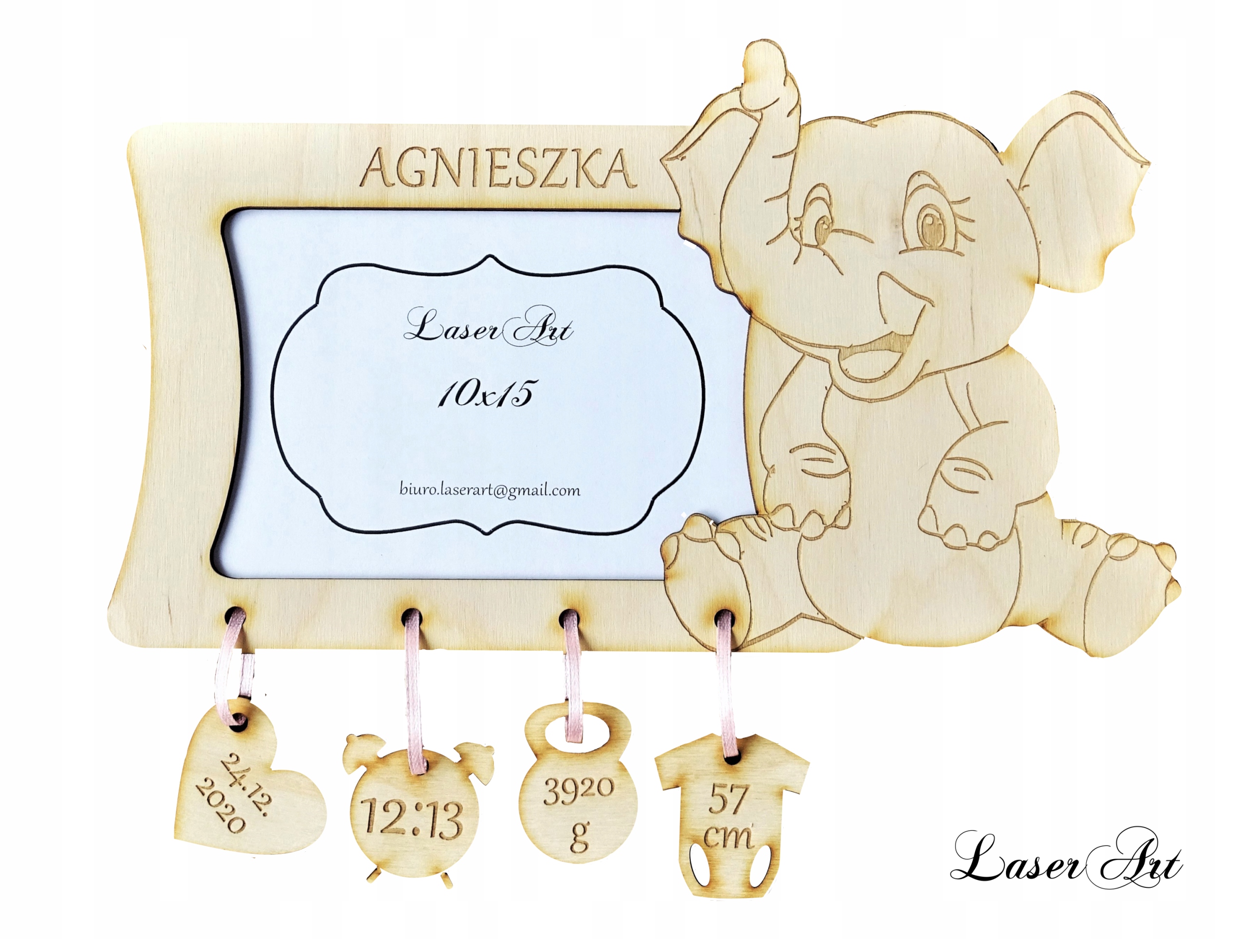 Рамка metryczka с подвесками слон 10х15