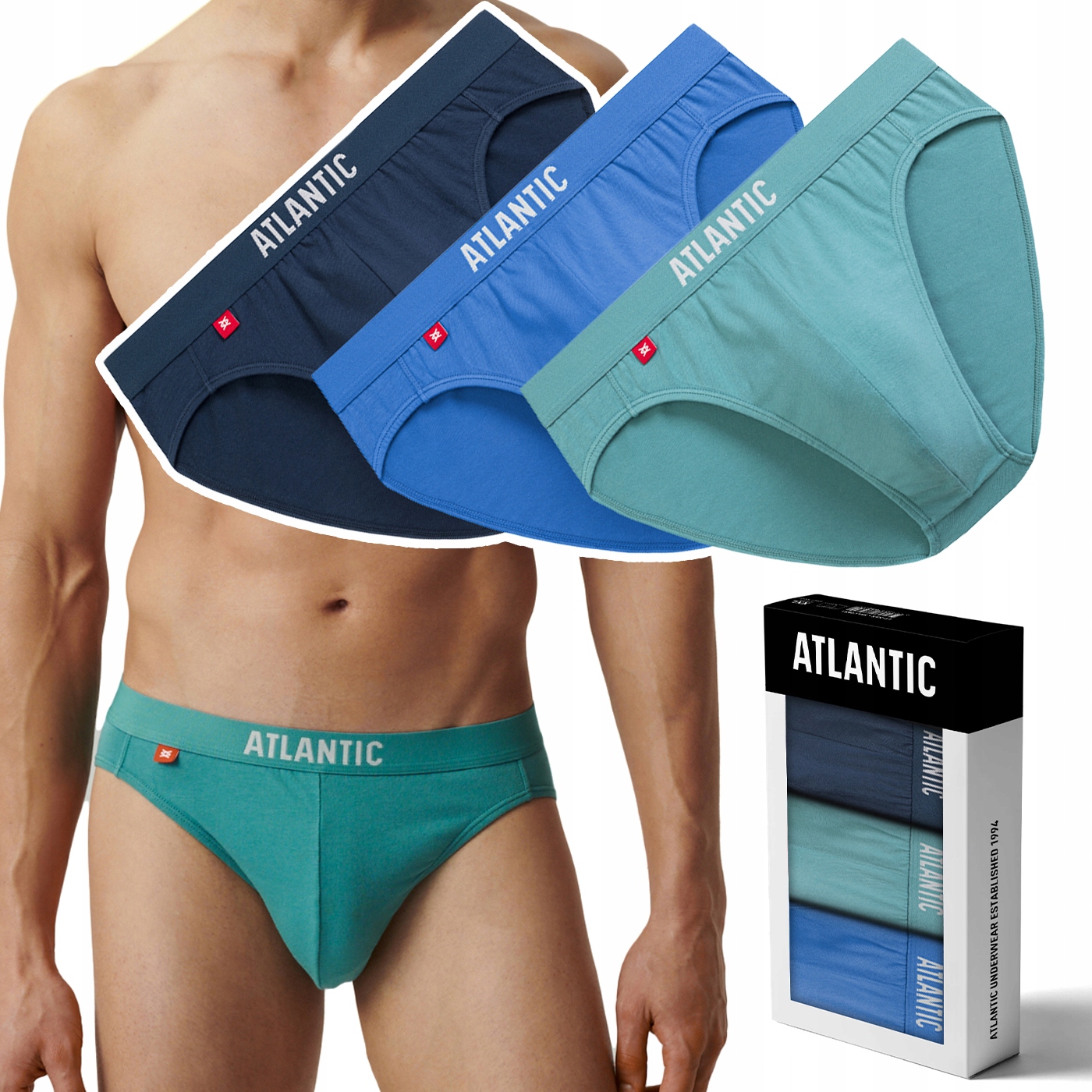 Pánské slipy 3 Páry Bavlněné slipy Atlantic 3MP-094 XL