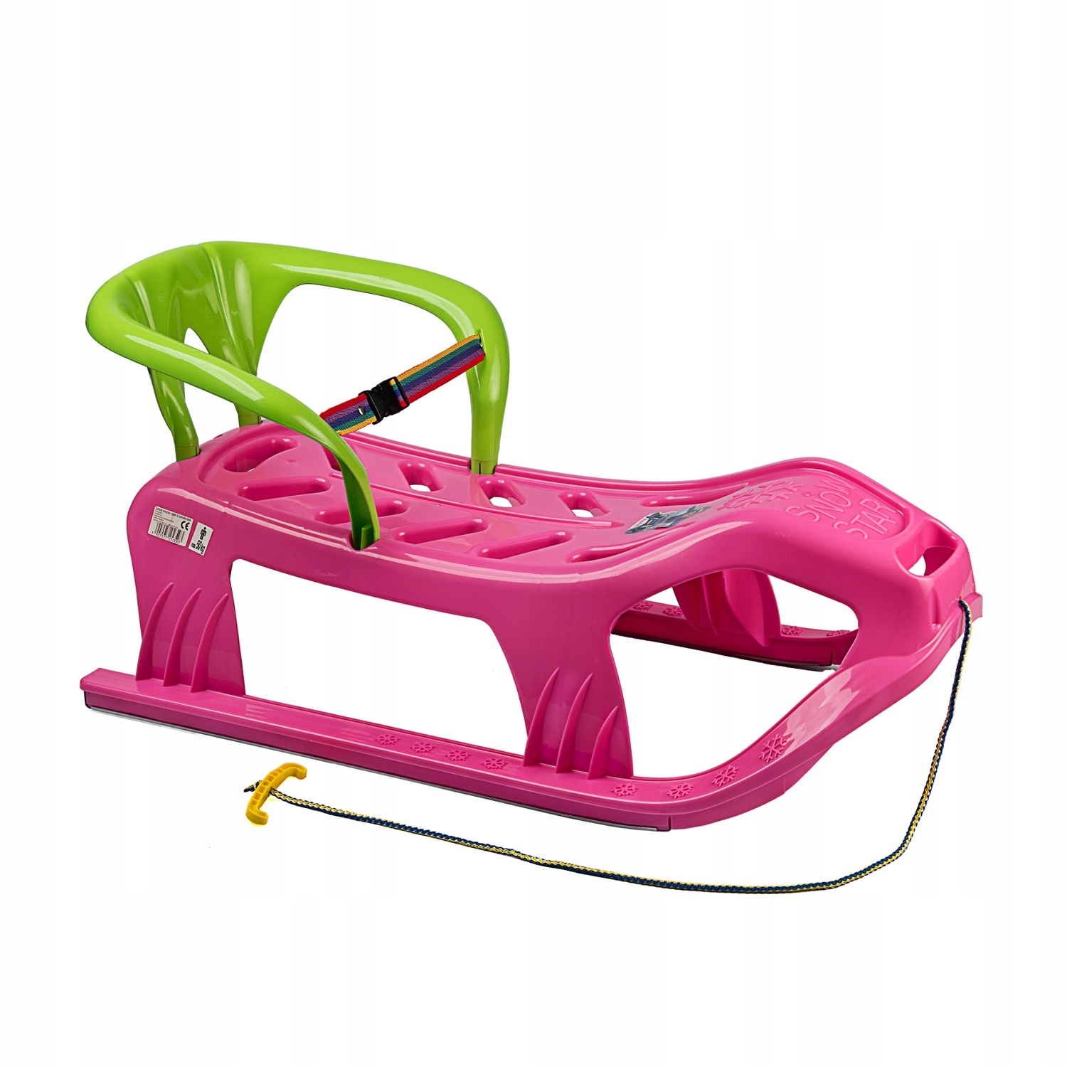 Sanki z Oparciem dla Dzieci Plastikowe Różowe Solidne Marmat 50 kg