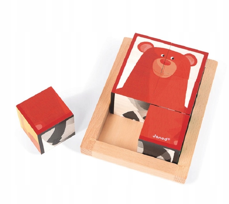 

Las klocki drewniane sześcienne puzzle 6 w 1 Janod