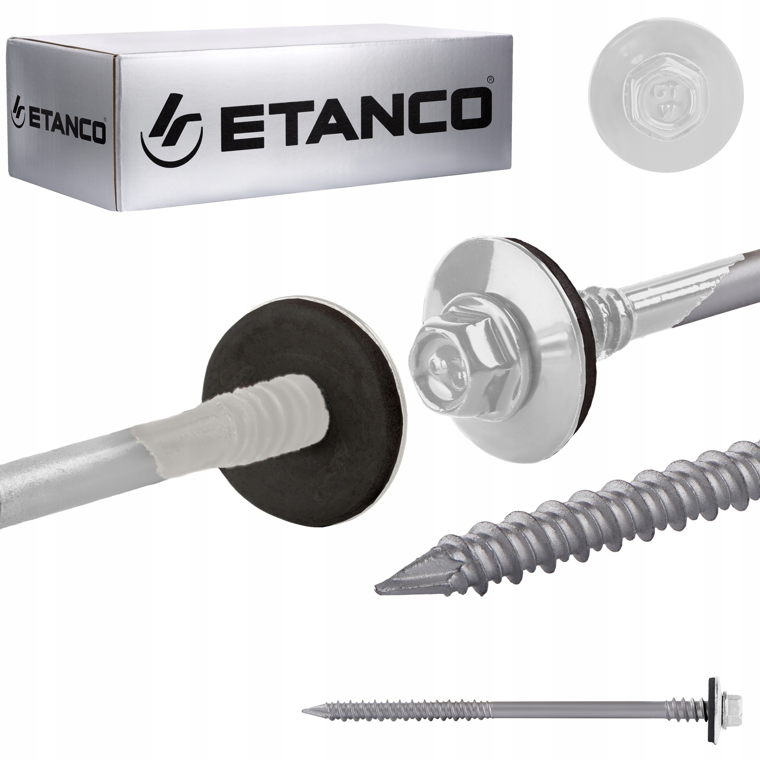 Wkręty do płyty warstwowej 140mm Ral 9010 100s do drewna betonu Etanco Gtrw