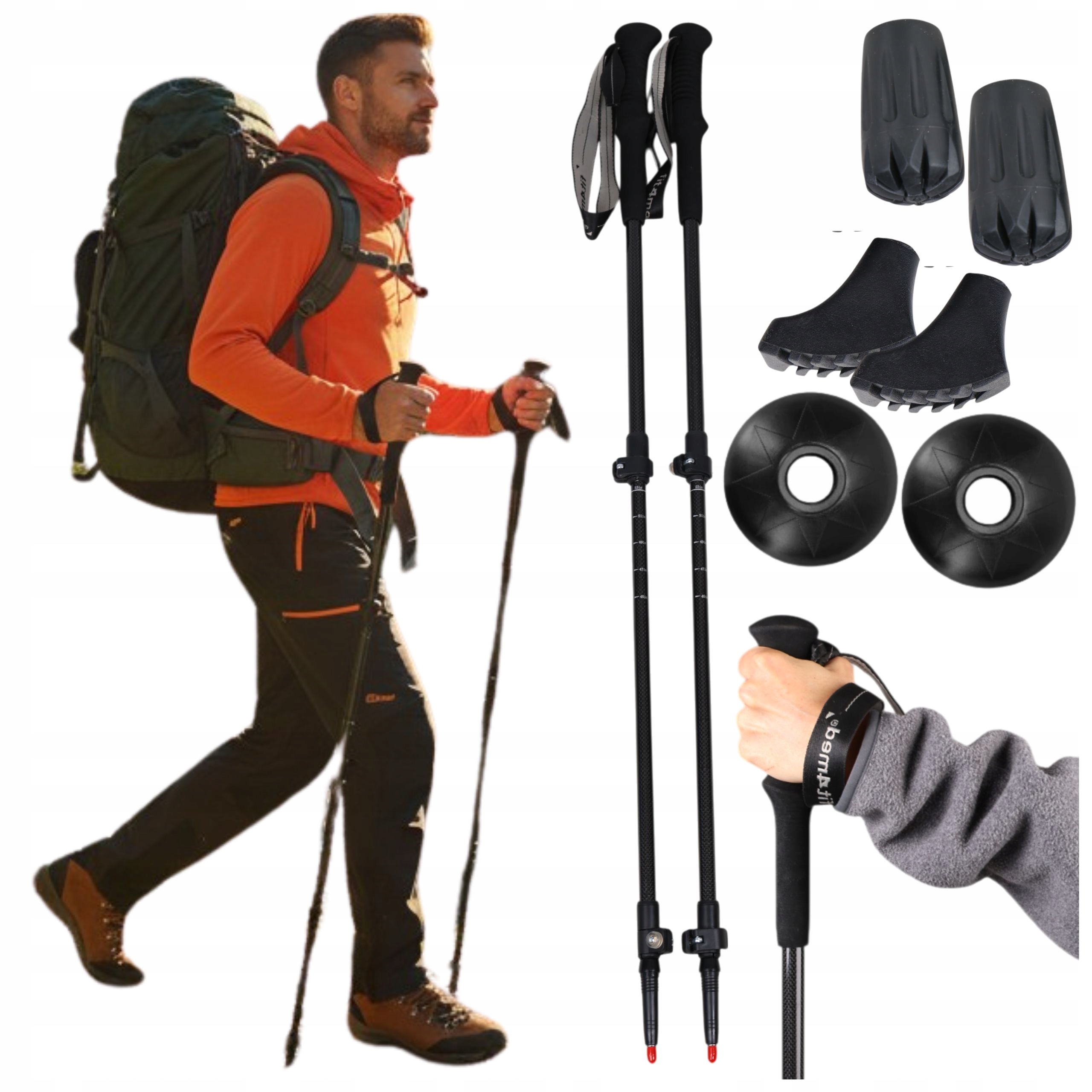 Trekové hole skládací karbonové lehké hole pro nordic walking chůzi