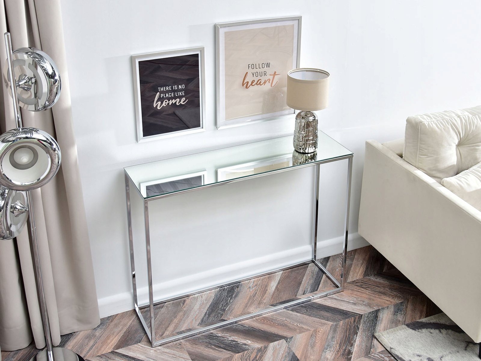 LUSTRZANA KONSOLA DO SALONU W STYLU GLAMOUR BALI CHROM POŁYSK BALT LUSTRO Głębokość mebla 30 cm