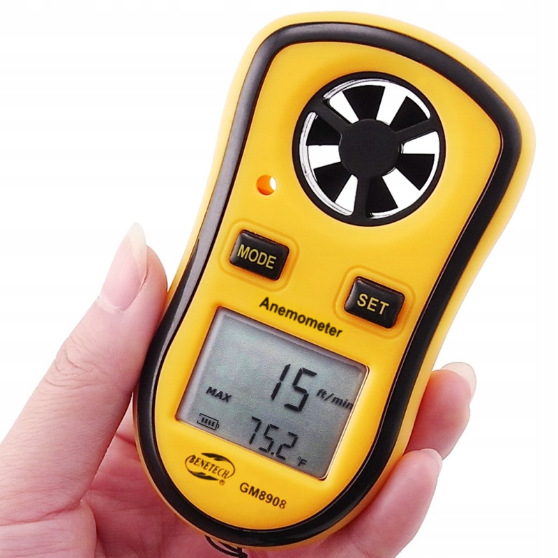 ANEMOMETR WIATROMIERZ POMIAR PRĘDKOŚCI POWIETRZA MIERNIK WIATRU TEMPERATURY EAN (GTIN) 5902557291533