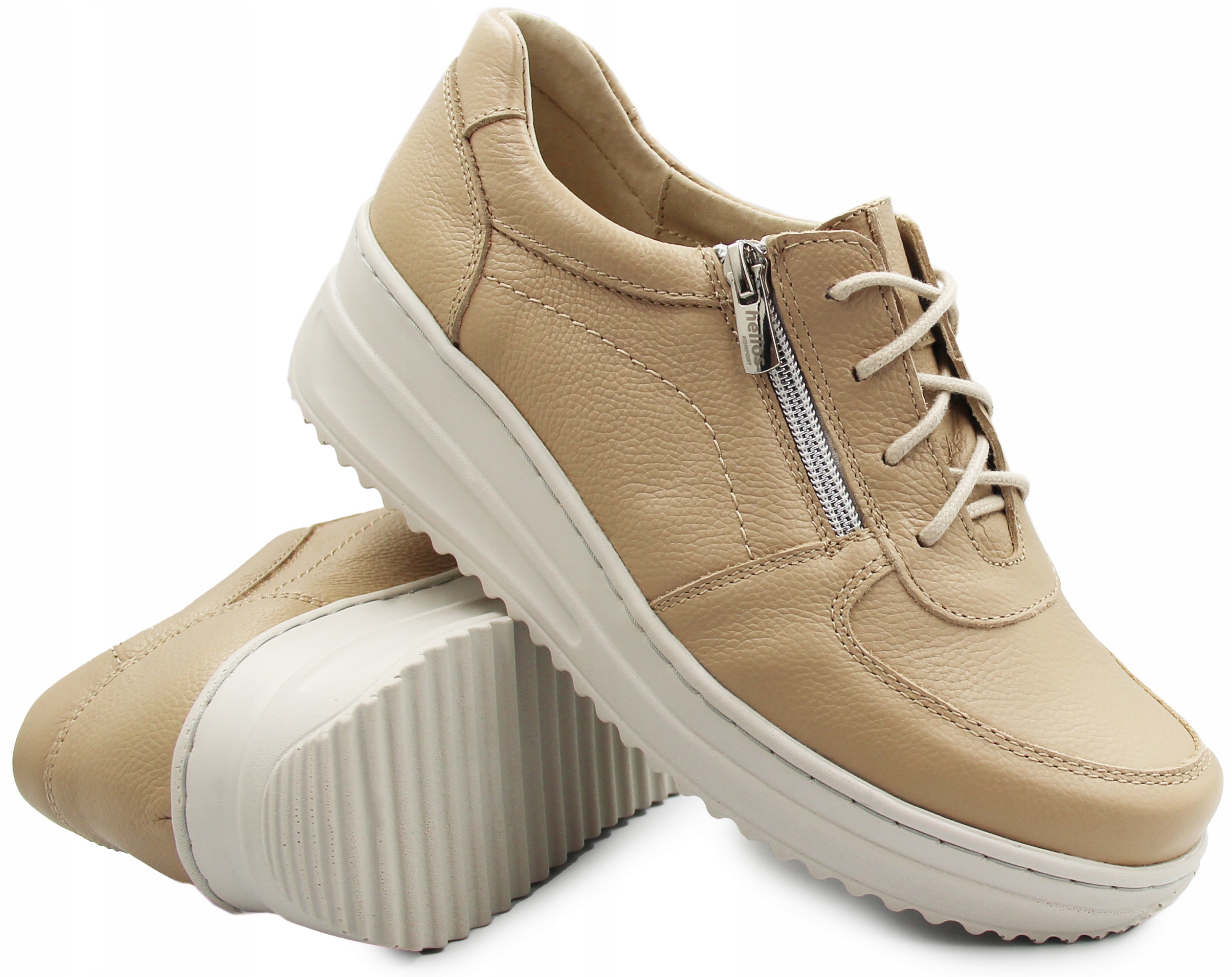 Vysoké dámské boty na podzim kožené Helios 419 Béžová 38