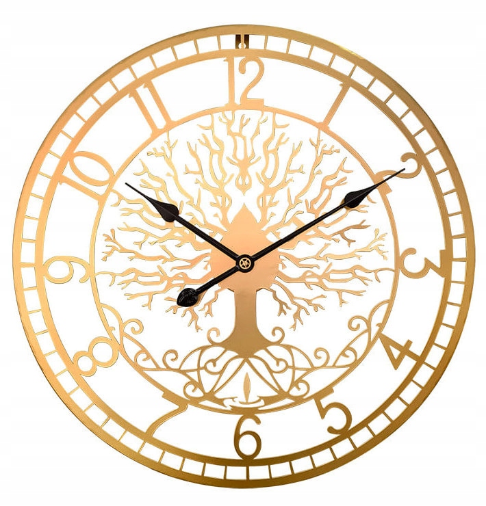 Veľké Zlaté Kovové Nástenné Hodiny Strom Života Mpm E04.5457.80 60 cm