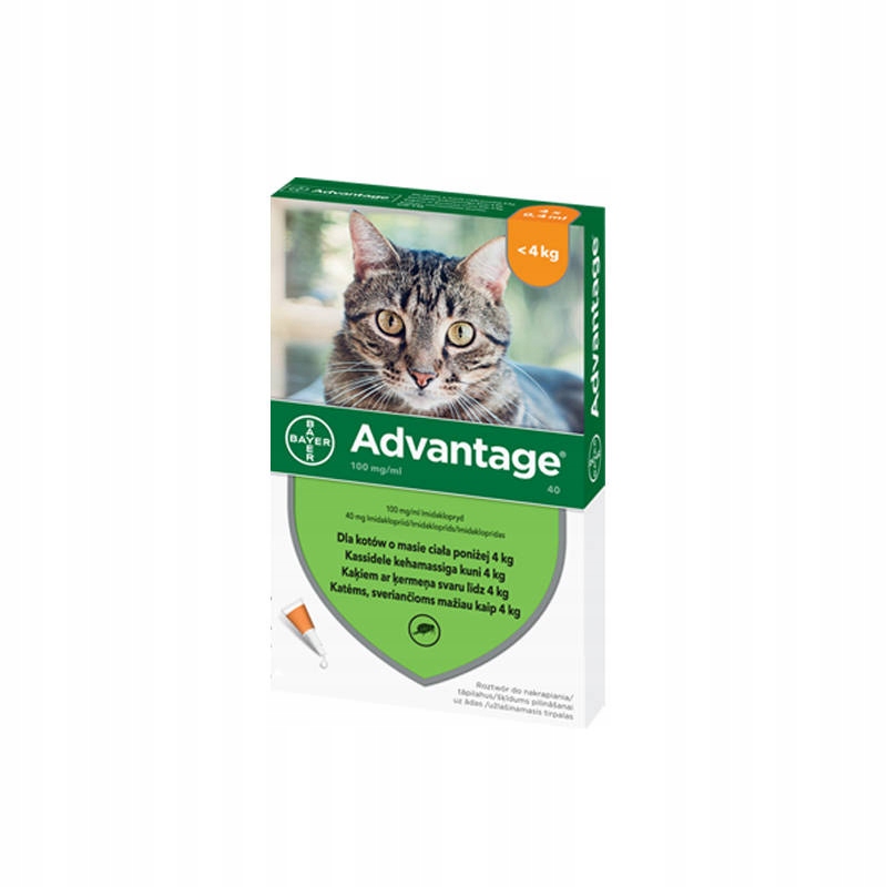 Advantage 4 x 0,4 ml Krople na pchły dla kotów do 4 kg