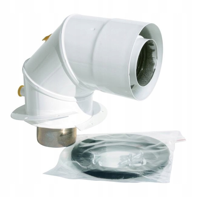 Adapter F kolanowy 60/100 x 80/125 z króćcami