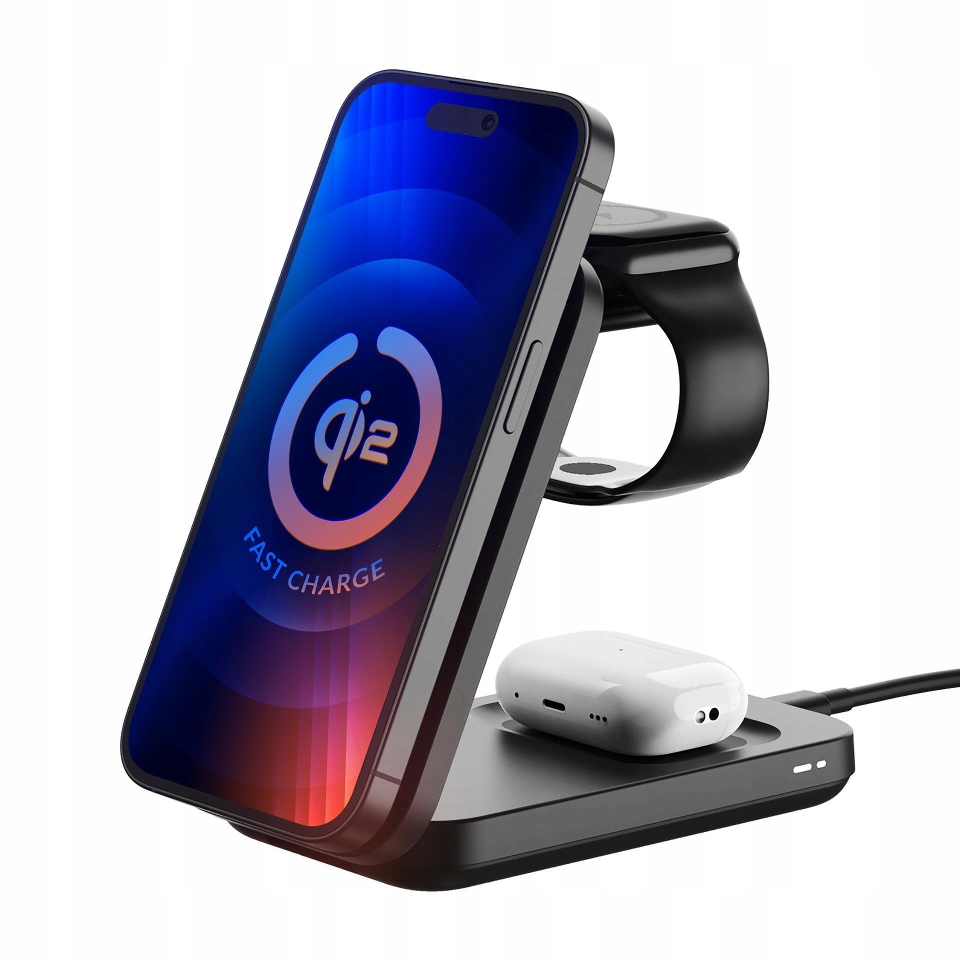 3mk bezdrátová nabíječka MagRocket 3-in-1, technologie Qi2, 15W, černá…