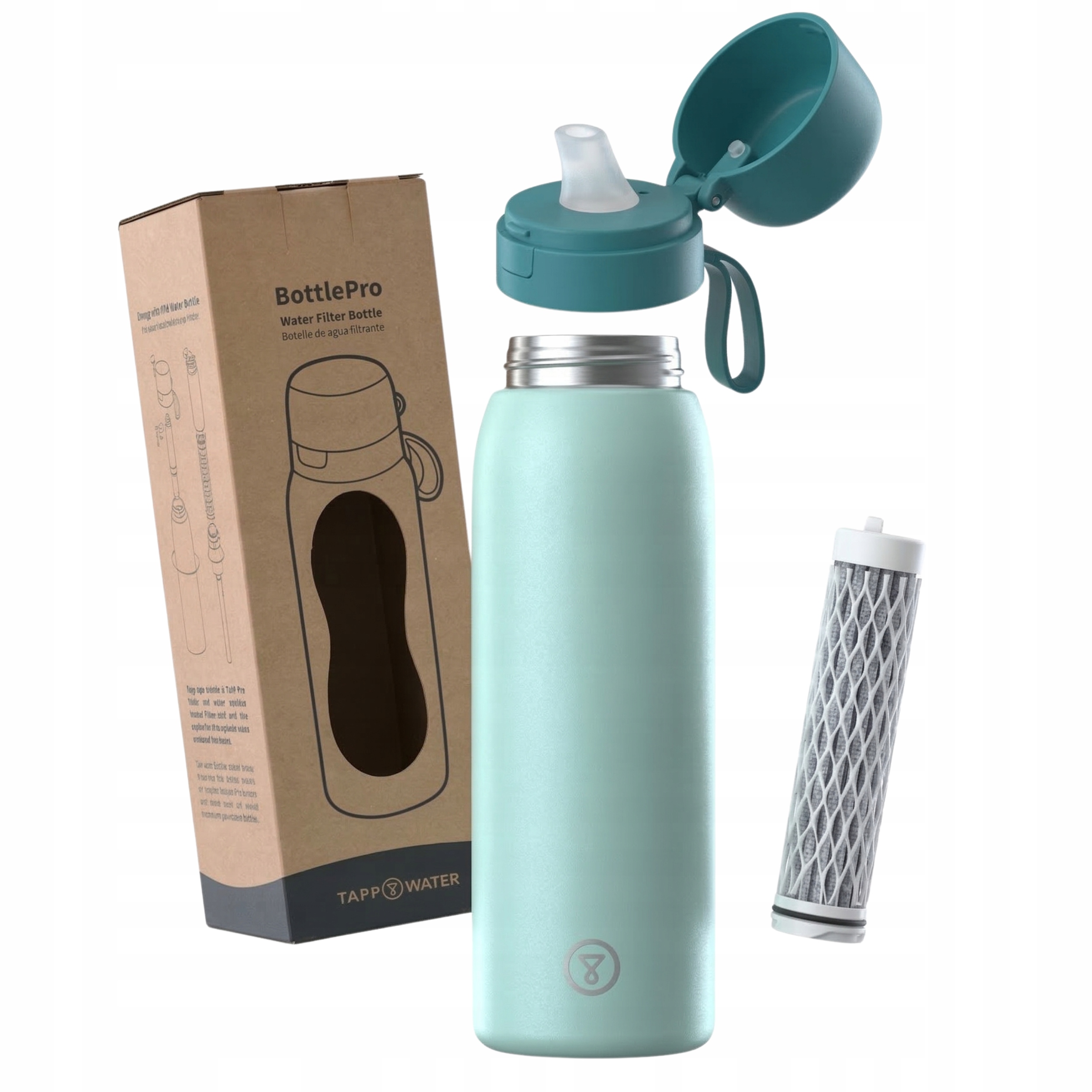Termální láhev s vodním filtrem Lahev Na Pití Tapp Water BottlePro Green 740 ml Zelená
