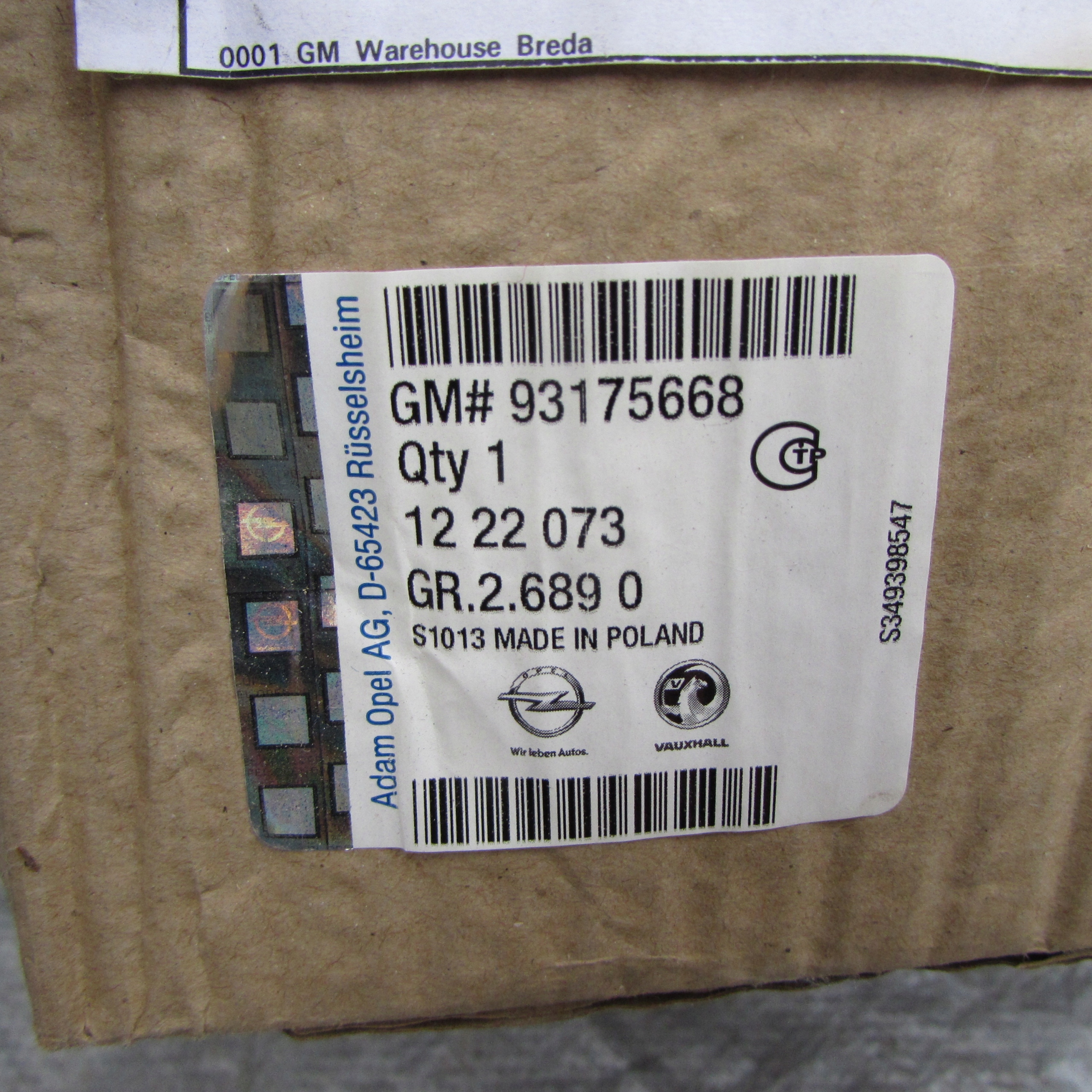 фонарь левый opel Astra G 93175668