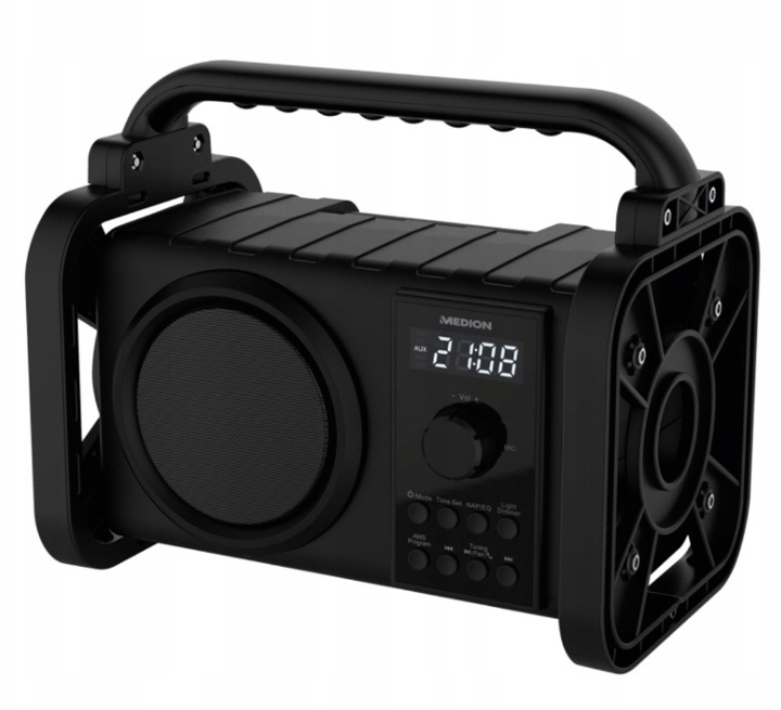 MOCNE RADIO BUDOWLANE BRYZGOSZCZELNE FM IP44 BLUTETOOTH LAMPA LED Waga urządzenia 2 kg