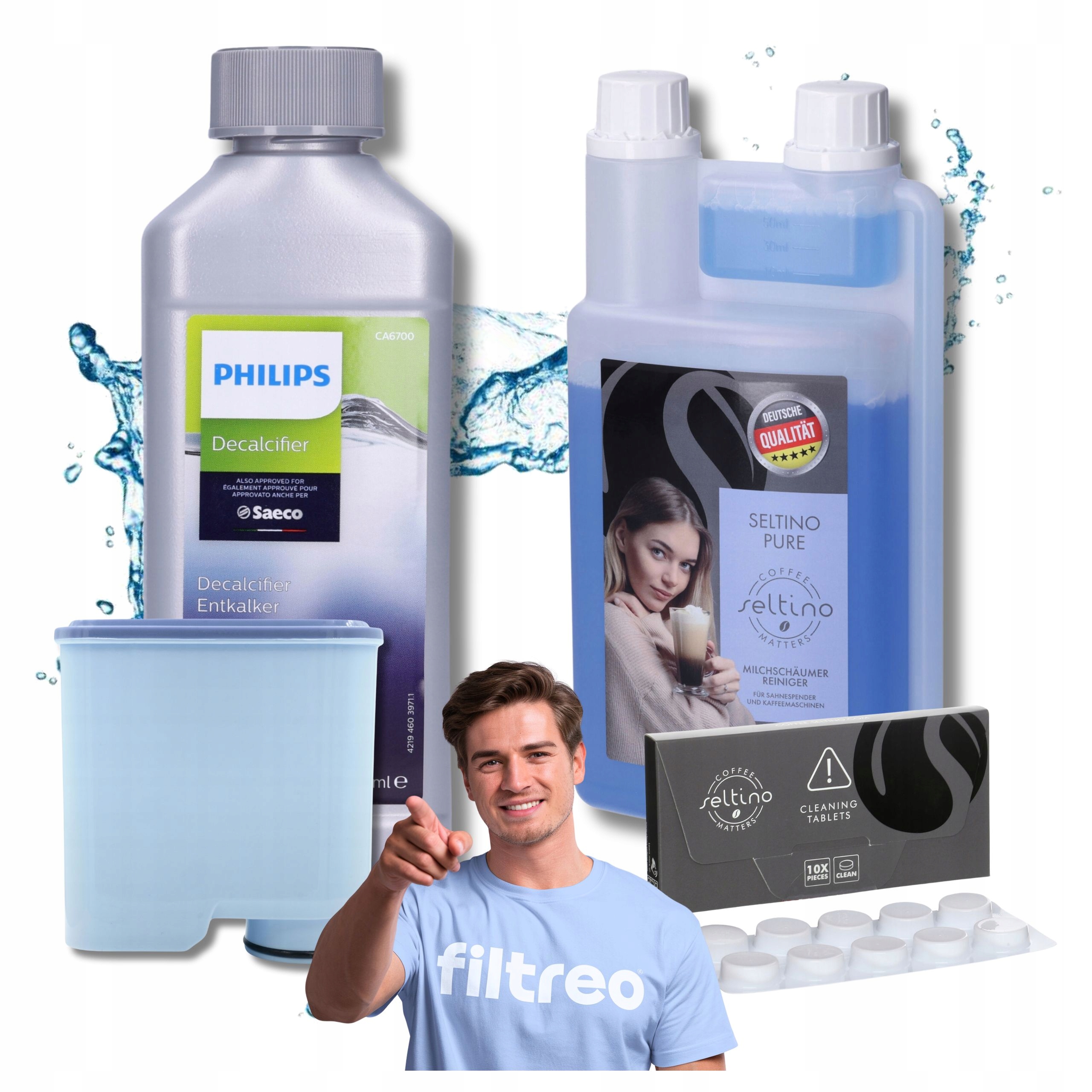 2x Filtr vody do kávovaru Philips Latte Go sada tabletový kartáč