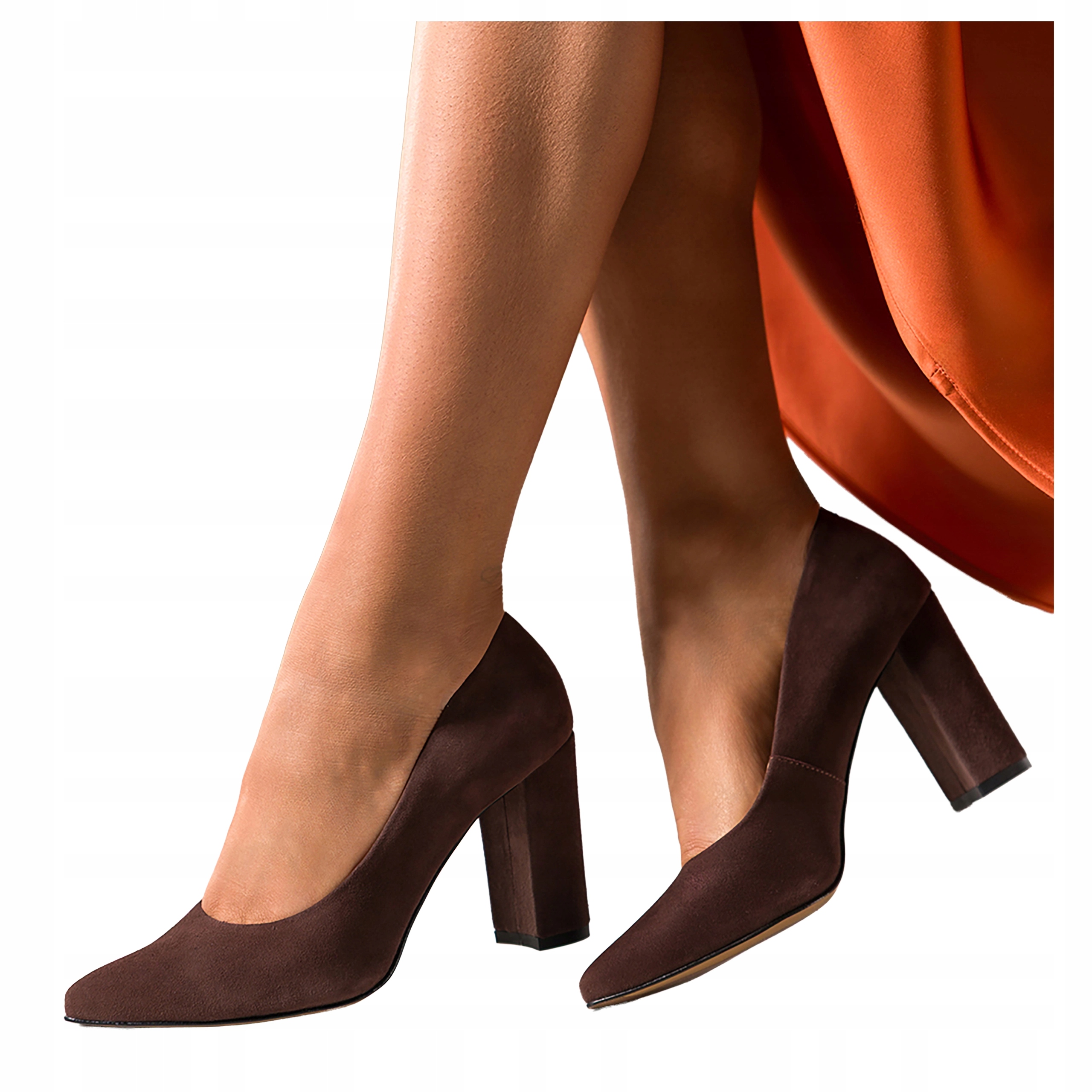 Dámské klasické čokoládové lodičky na sloupku Polské vel. 38